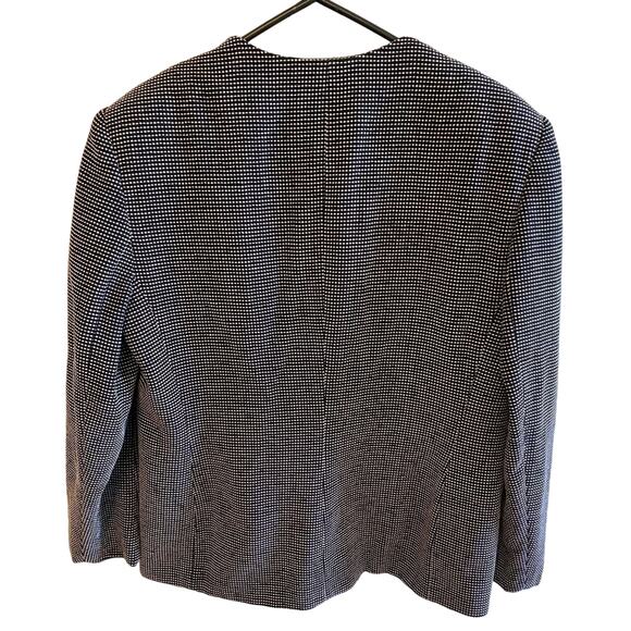 Vintage Rena Rowen Black White Wool Blend Crew Neck Lined Button Up Blazer L - Picture 2 of 5